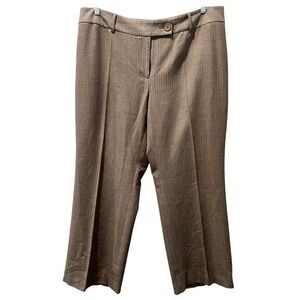 Apostrophe Woman's Tan Herringbone Tailored Dress Pants Trousers 18W Academia